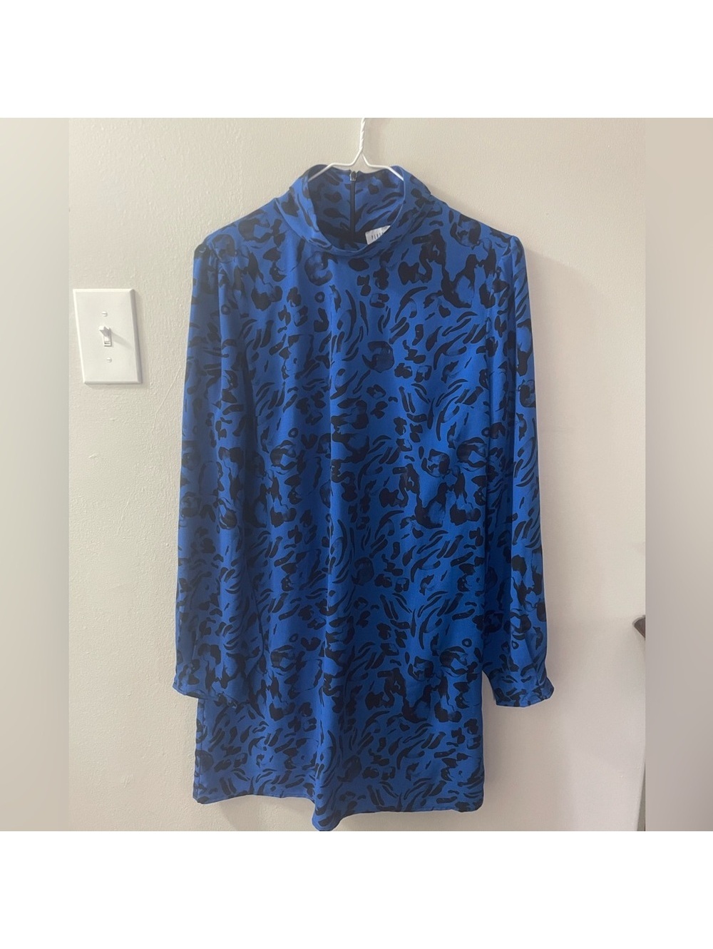 Women’s Peyton Jenson Small Black & Blue Design High Neck Long Sleeve Dress